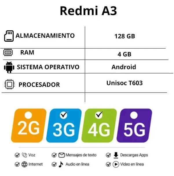 Celular Xiaomi Redmi A3X 4/128GB Negro