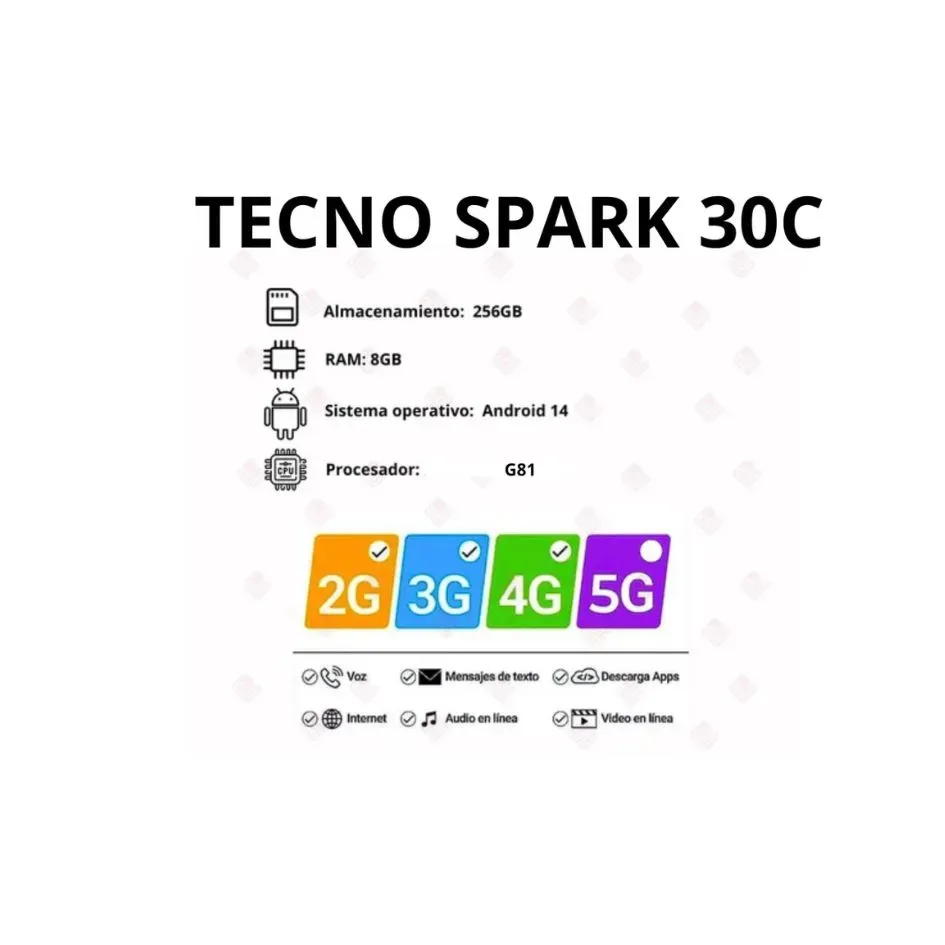 Celular Tecno Spark 30C 8/256GB Blanco 