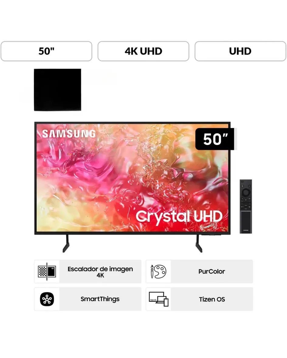 Televisor Smart Tv Samsung  50" UHD DU7000 Negro 