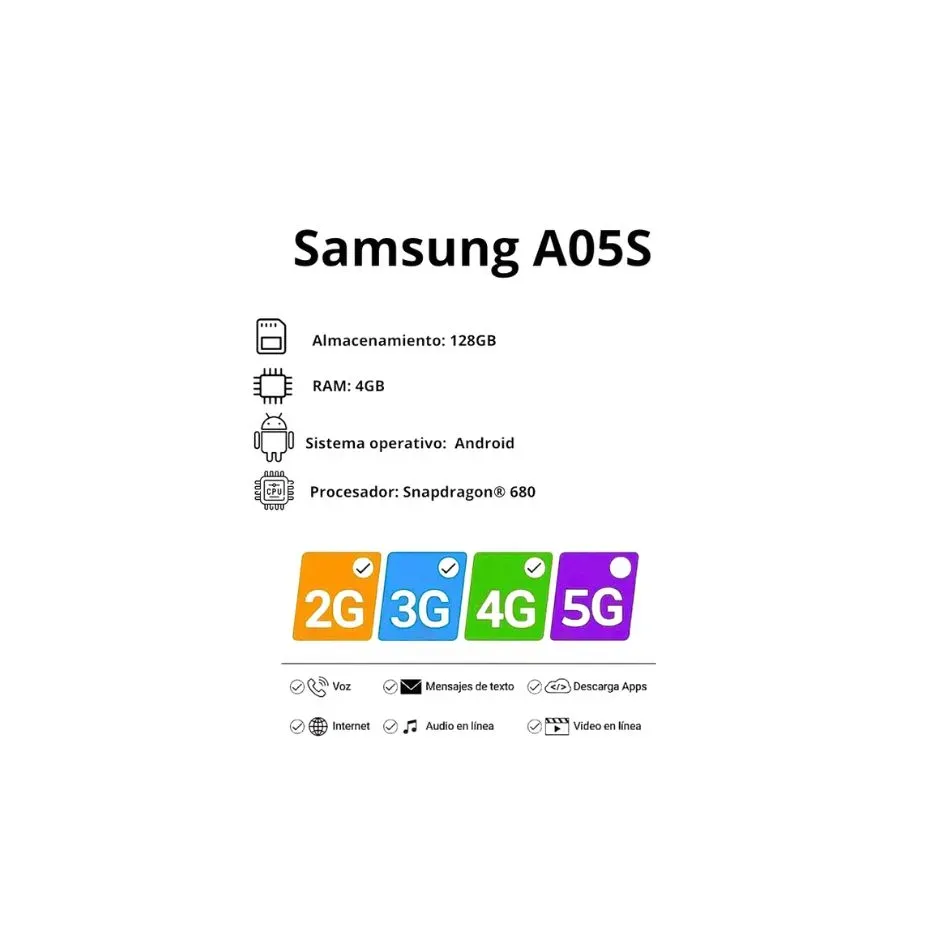 Celular Samsung A05s 4/128GB Plata 