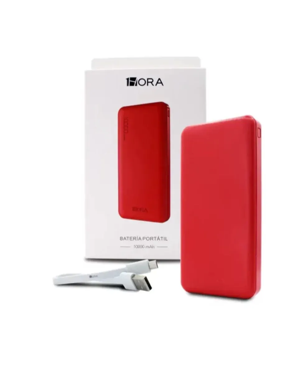 Power Bank/Batería Portátil 10.000Mah 1Hora Roja