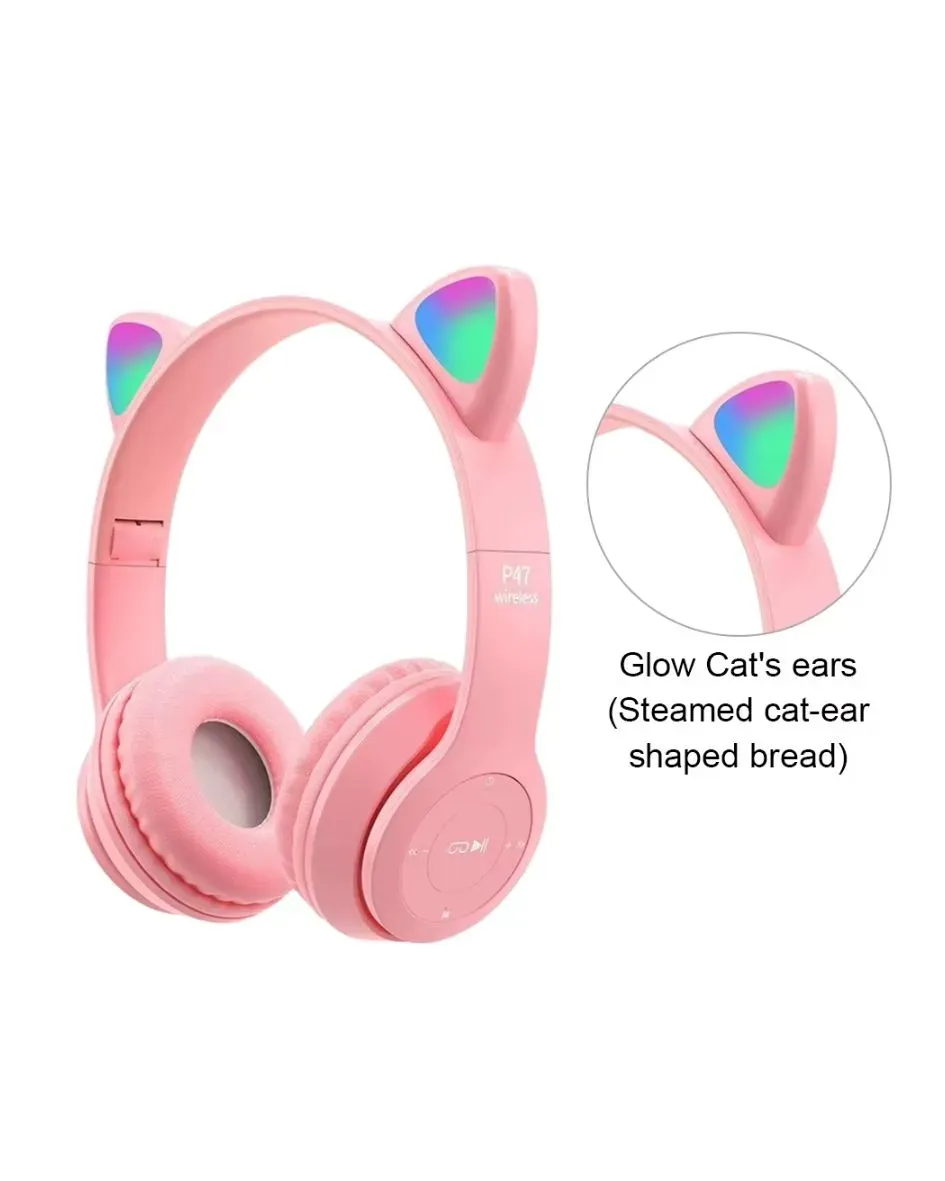 Audifonos Diadema Cat Mini Bluetooth Rosado