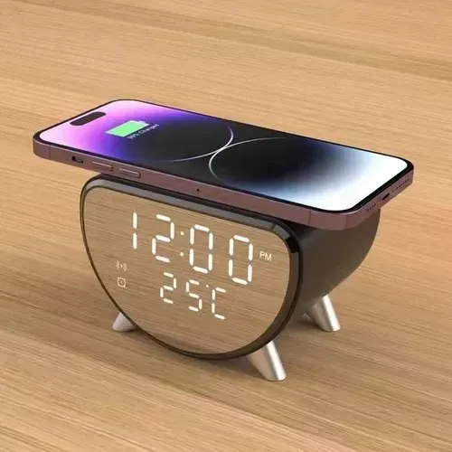 Reloj Despertador Digital Cargador Inalámbrico Termómetro 12-25c