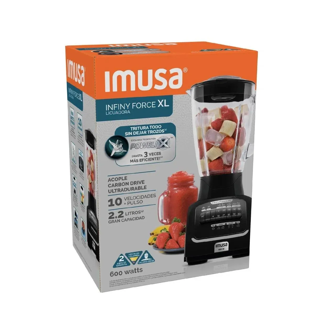 Licuadora IMUSA Infinyforce XL 10v Negro 2.2L