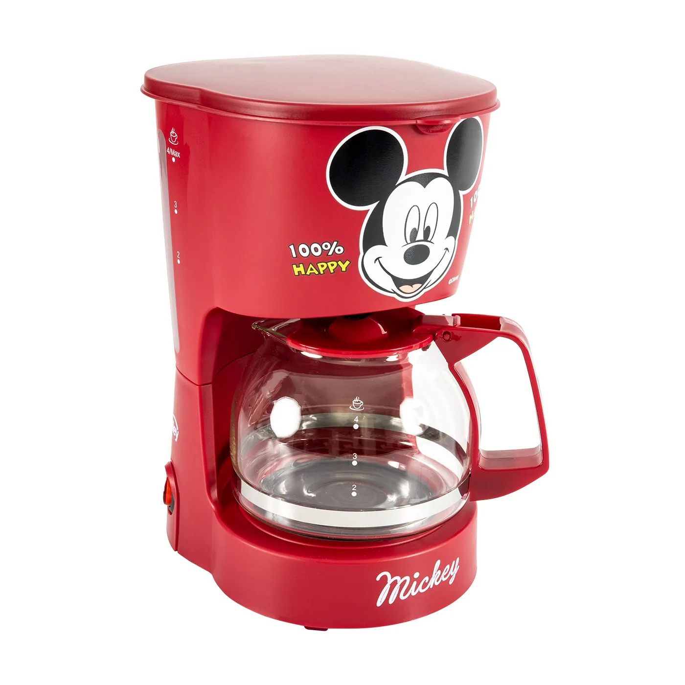 Cafetera KALLEY 4 Tazas Mickey Mouse De Disney K-DMCM4 Rojo