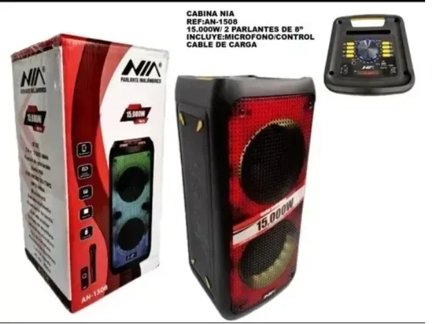 Cabina Doble Parlante, 8” 15.000w Nia, Ref: AN-1508