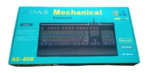 Teclado Gamer Mecanico Aoas As-808 Con Luces Alambrico Mecanico