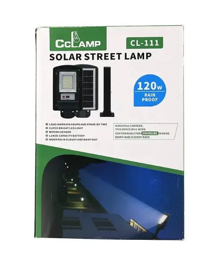 Lampara Solar Exterior Recargable 120W Clamp (T-M) Ref: CL-111 