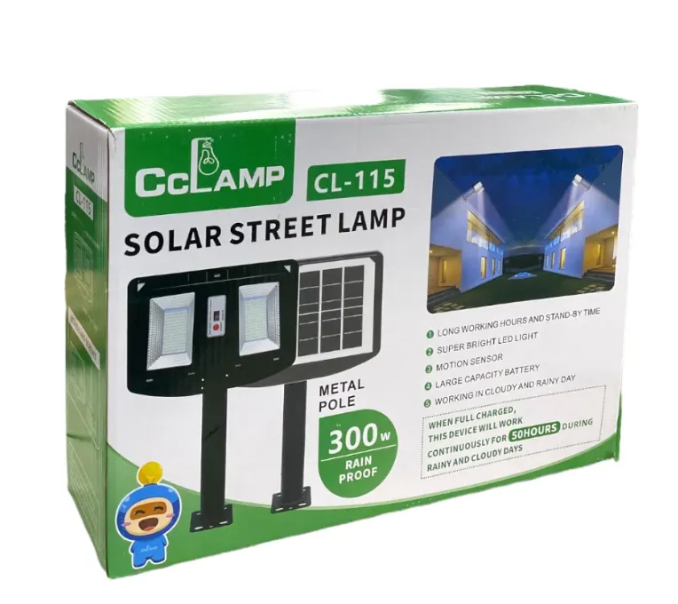 Lampara Solar Recargable + Pedestal 300W (T-M) Ref: CL-115 