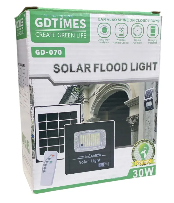 Reflector Recargable Solar 30W IP65 GDTimes (T-M) Ref: GD-070