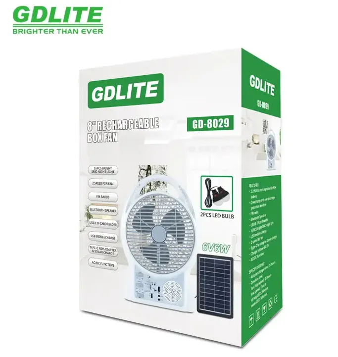 Ventilador Recargable Solar 6 En 1 GdTimes (T-M) Ref: GD-8029