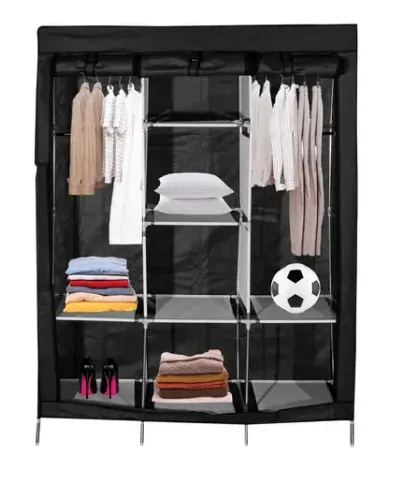 Closet Armario Desarmable 3 cuerpos Con Forro Color Negro  (Impor H) Ref: Imp-3cuerpos