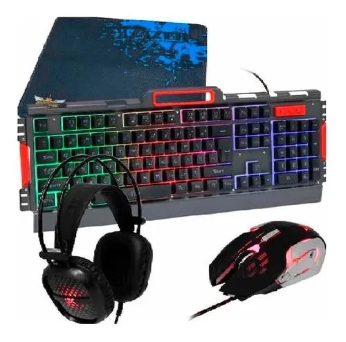 Combo Gamer JX-K58 4 En 1 Teclado+ Mouse + Audífonos +mousepad