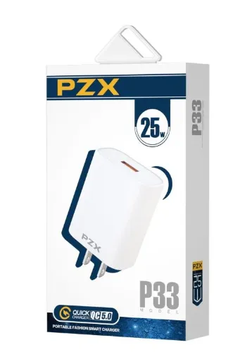 Cargador Para Celular Con Cable 25W QC 5.0 Pzx (T-M) Ref: P33-TC