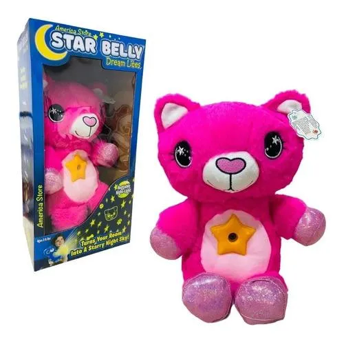 Peluche Luminoso Proyector De Estrellas Star Belly Rosado Con Musica