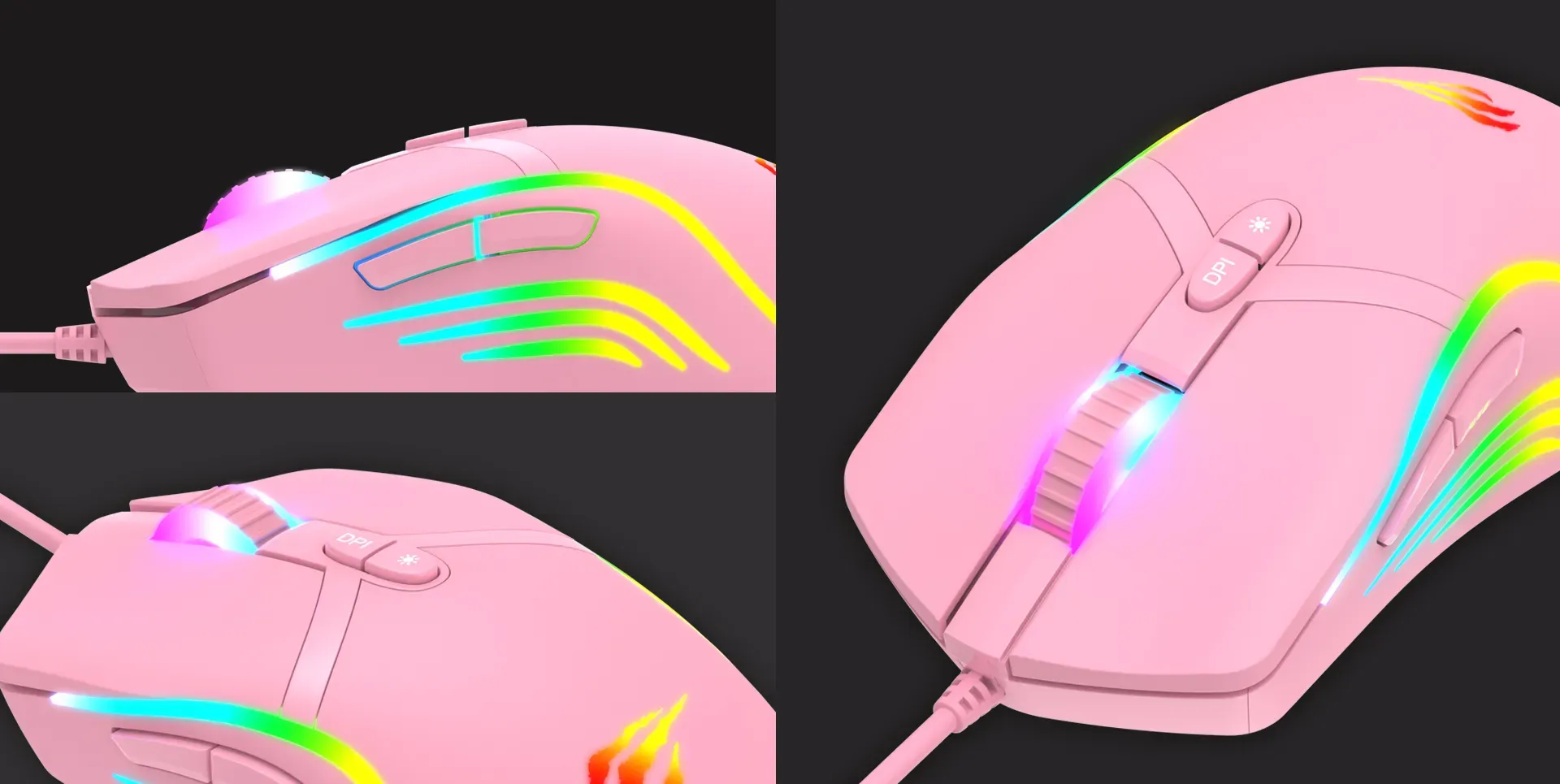 Mouse Gamer Programable Pink Taboo Havit