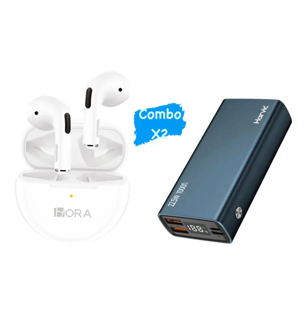 Combo Power Bank 10000 Mha + Audífonos Aut119 