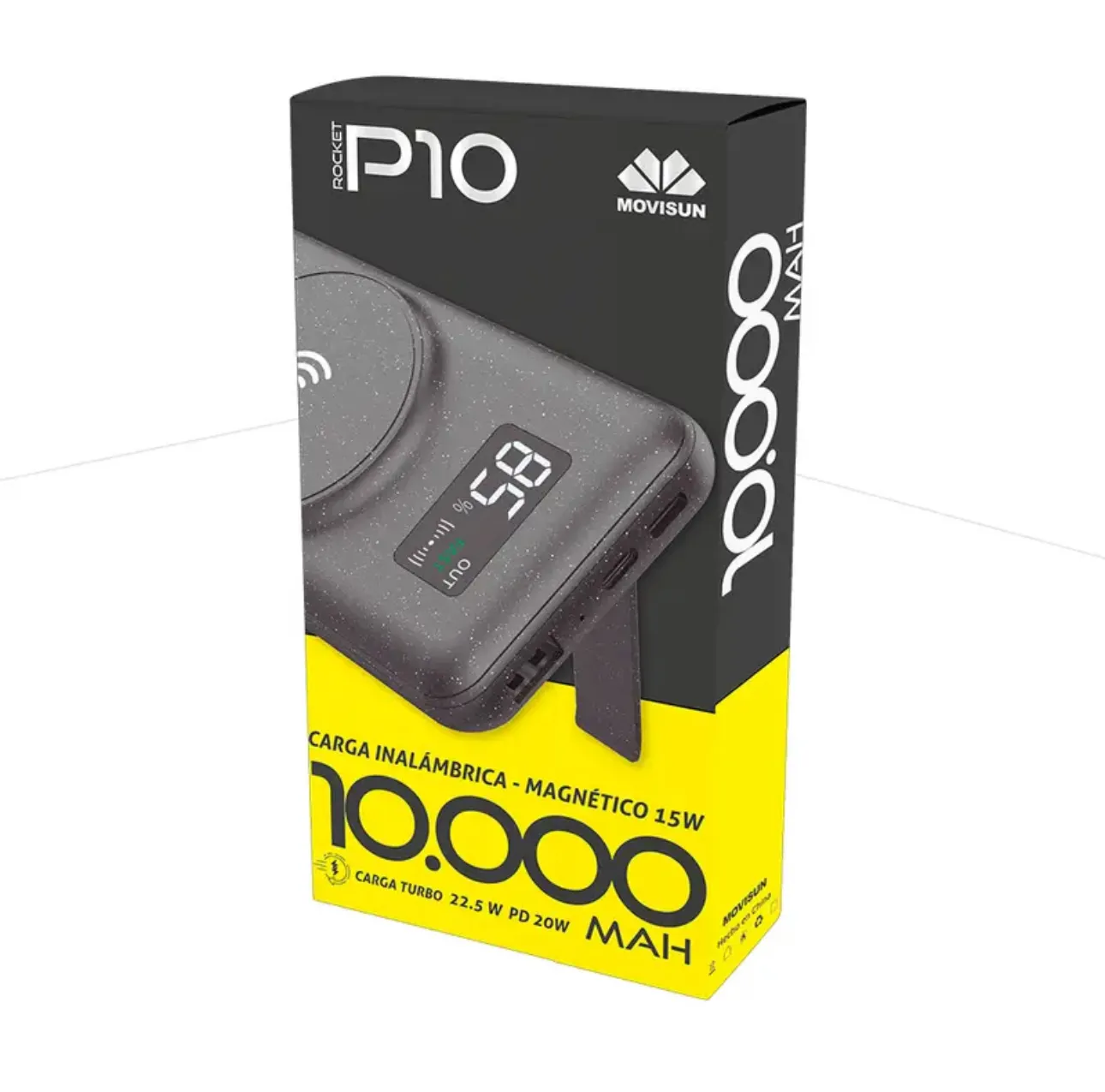 Power Bank Rocket P10 Movisun Con Carga Inalámbrica 10000 Mah 