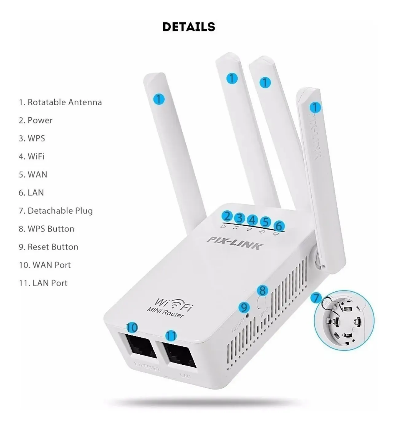 Repetidor Amplificador Inalambrico 4 Antenas Wifi 2.4 Ghz