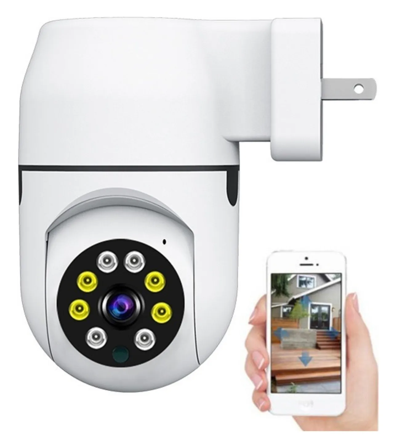 Camara Ip Rotica Wifi 360° Conexion Enchufe Seguridad Hogar