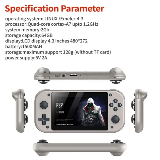 Consola Portátil Emulador de Juegos PSP N64 Pantalla Ips 4.3" M17