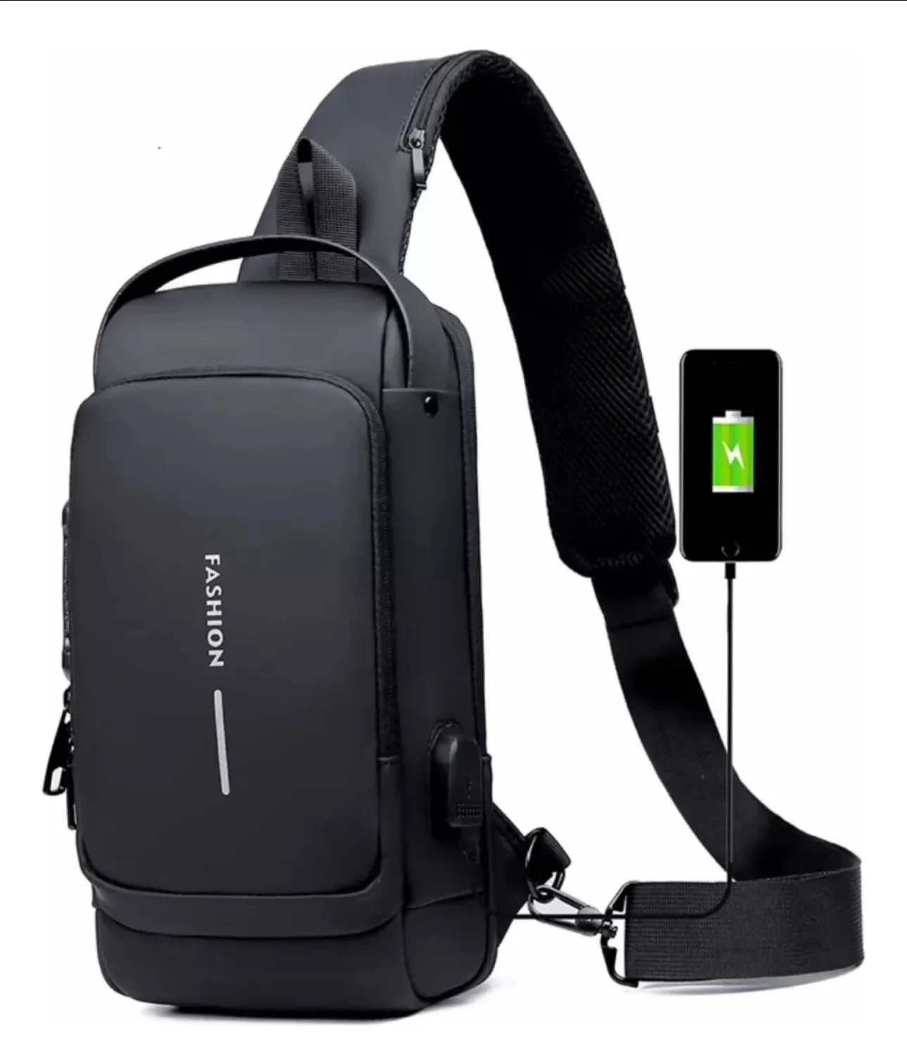 Bolso Antirrobo Negro Con Puerto USB Maleta Con Candado