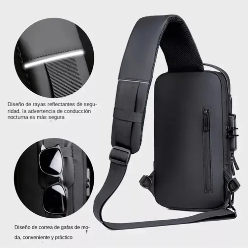 Bolso Antirrobo Negro Con Puerto USB Maleta Con Candado