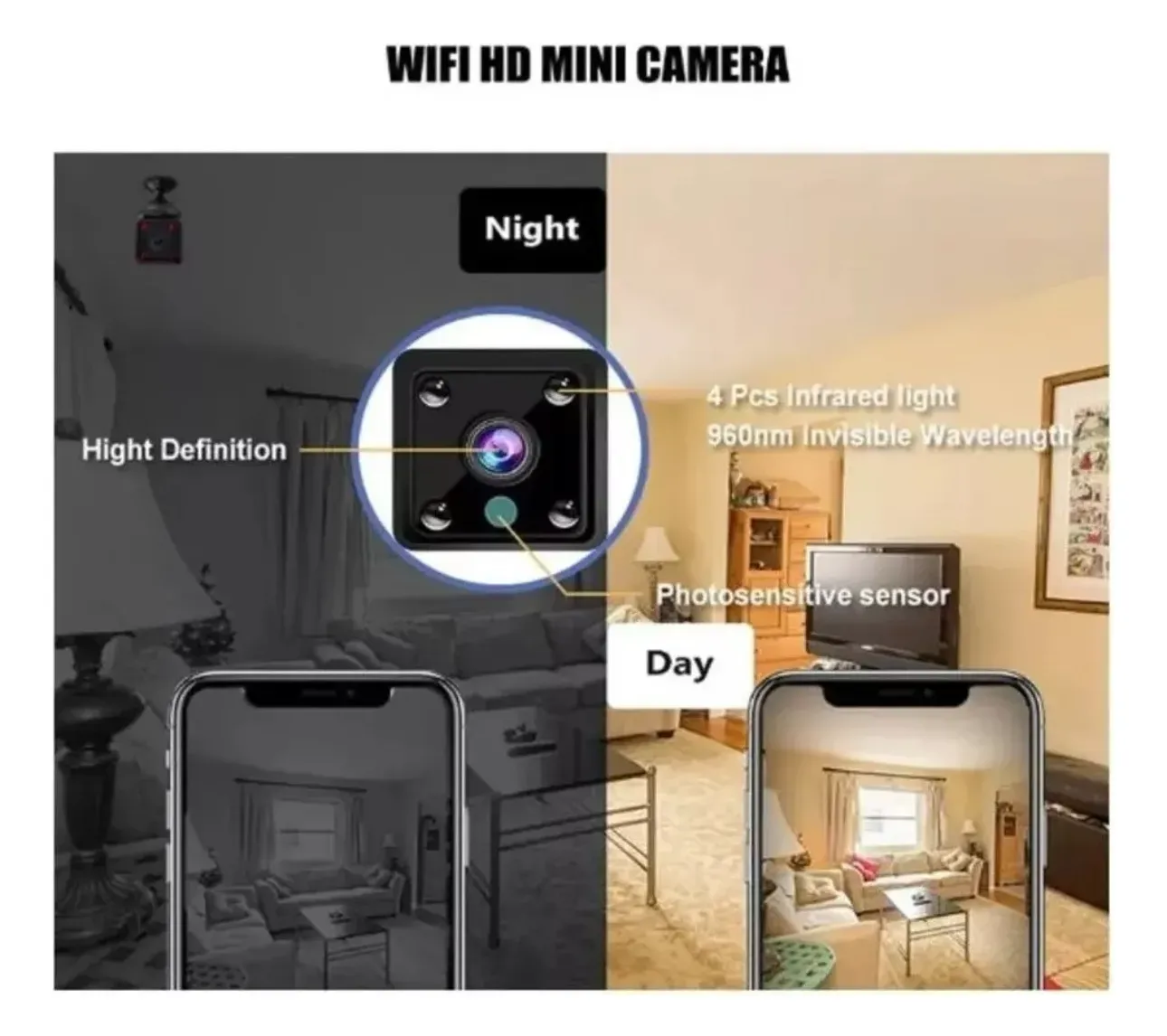 Cámara Mini Espía Wifi Inalámbrica Recargable Full Hd