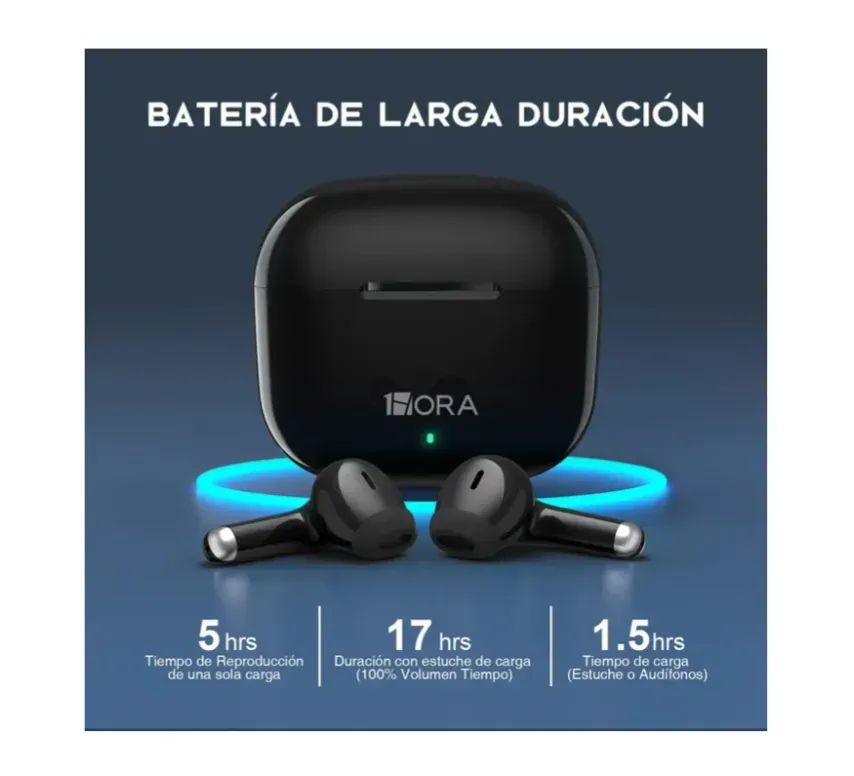 Audífonos In-ear Inalámbricos Bluetooth 1Hora Color Negro