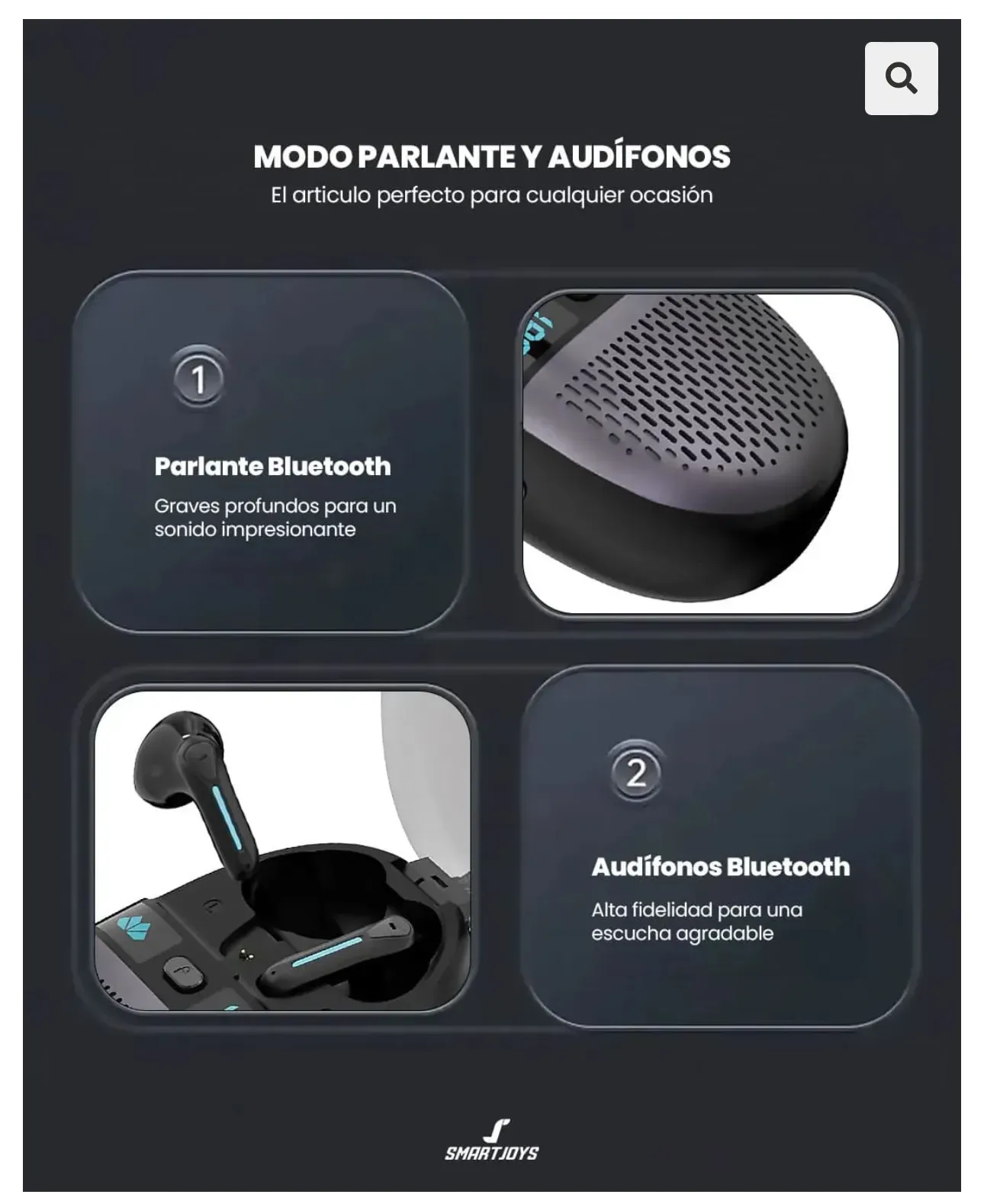 Parlante Bluetooth Con Audífonos Movisun T30