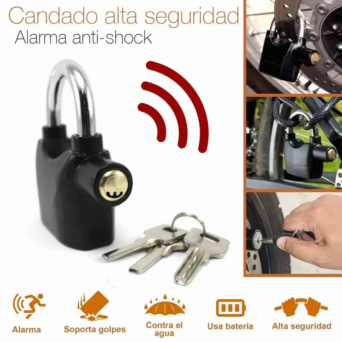 Candado Para Moto Con Alarma 