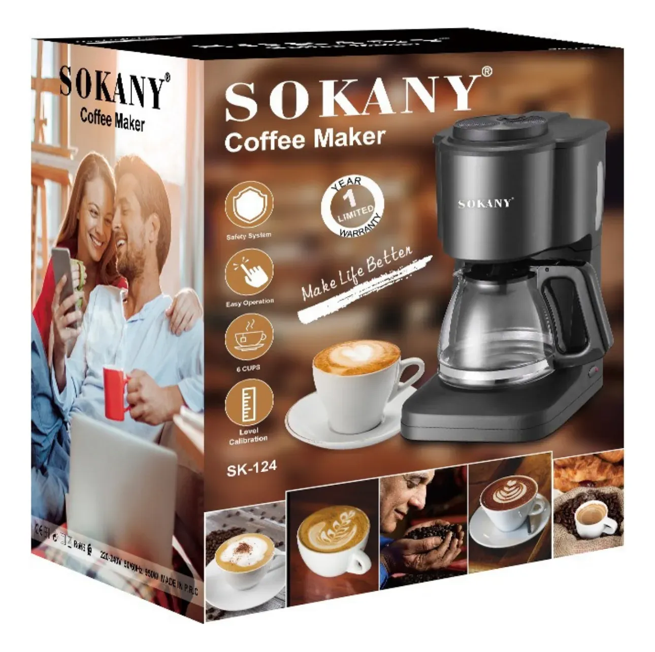 Cafetera Automática Con Capacidad De 900ml Sokany Sk-124