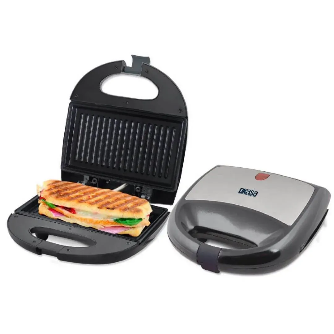 Sanduchera DKASA 2 puestos Panini Asador Inox Negra