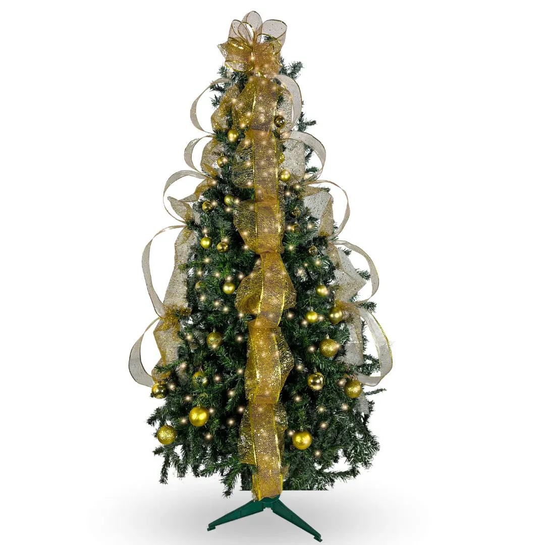 Kit Árbol De Navidad 180 Cm 645 Ramas Incluye Decoración Dorada