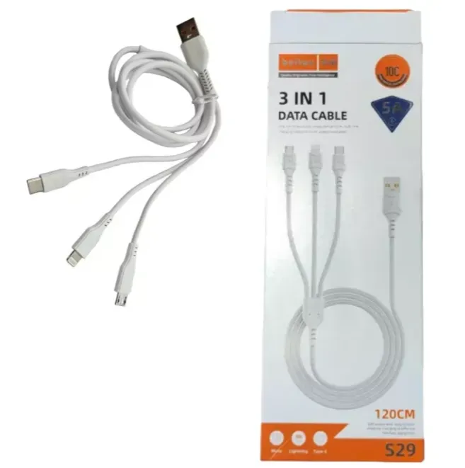 Cable 3 En 1, Compatible Con V8, TC y iPhone