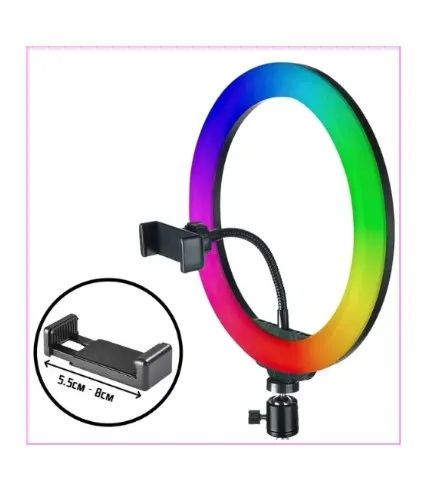 Aro de Luz Multicolor 33 cm RGB + Trípode: Destaca La Amplia Gama De Usos Del Aro De Luz.