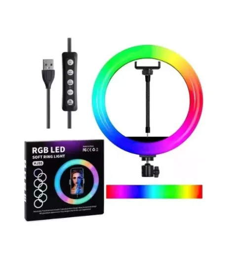 Aro de Luz Multicolor 33 cm RGB + Trípode: Destaca La Amplia Gama De Usos Del Aro De Luz.