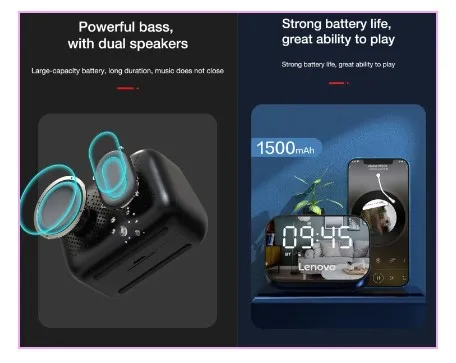 Parlante Reloj LENOVO TS-13: Su Música, Alarma Y Reloj Todo En Uno