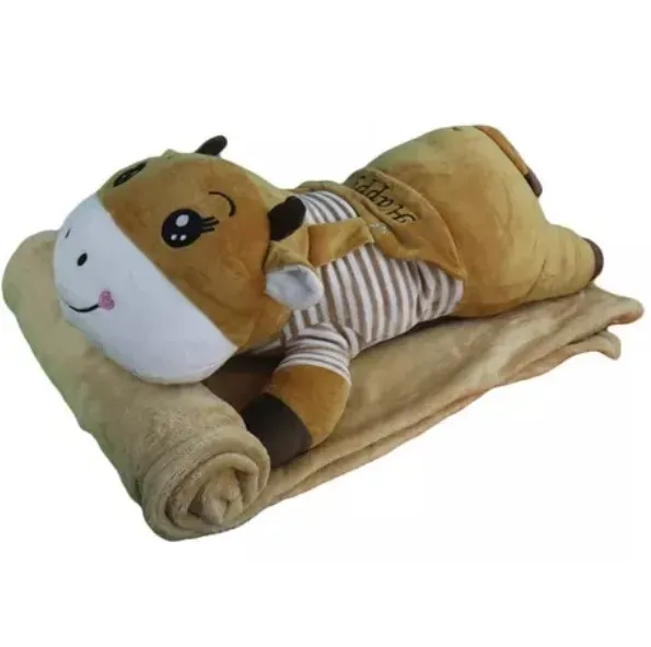 Peluche De Vaca Almohada Con Cobija