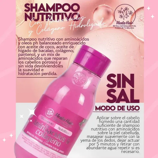 Shampoo Menta Hair Nutritivo con Aminoacidos y Colageno 550ml