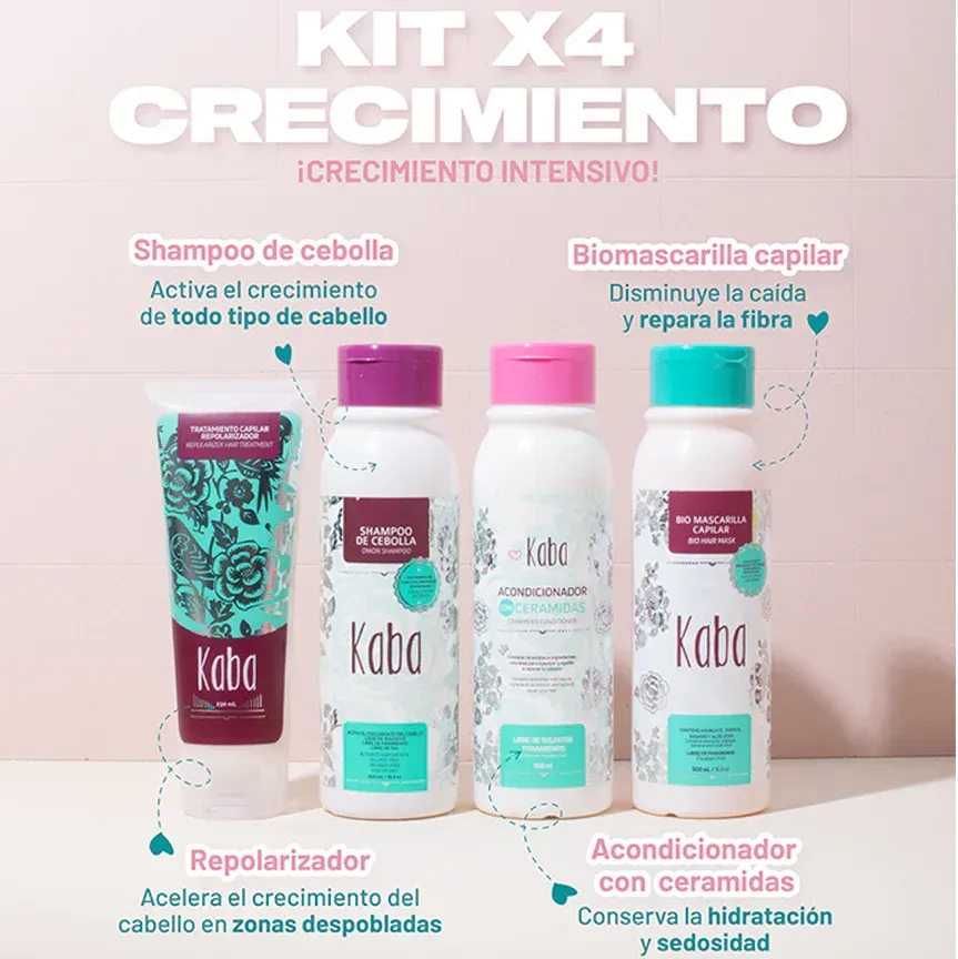 Kit Crecimiento, Hidratacion y Reparacion Kaba (4 Productos)