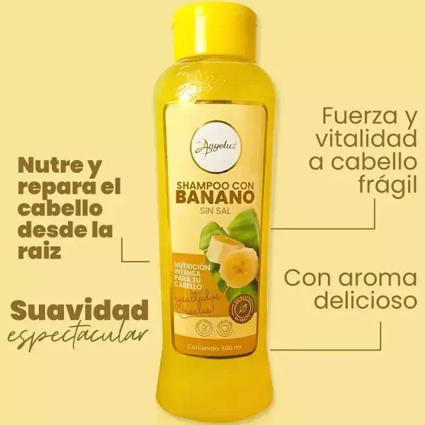 Shampoo Con Banano Sin Sal Anyeluz 500 ml