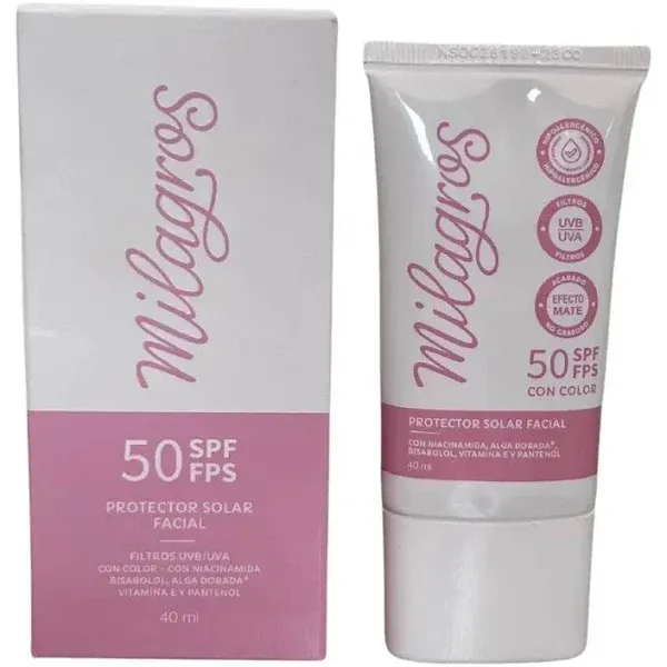 Protector Solar con Color Milagros Rosado Spf50 40ml