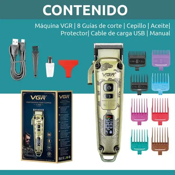 Maquina Peluquera VGR Profesional V-005 - 7000 Rpm