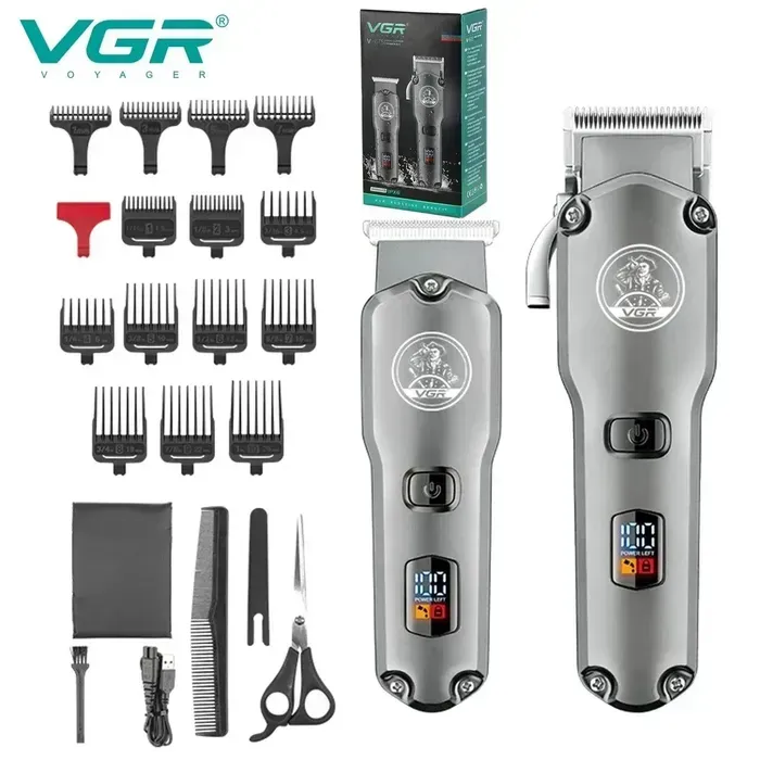 Combo De Peluqueria Vgr-675 Maquina + Patillera