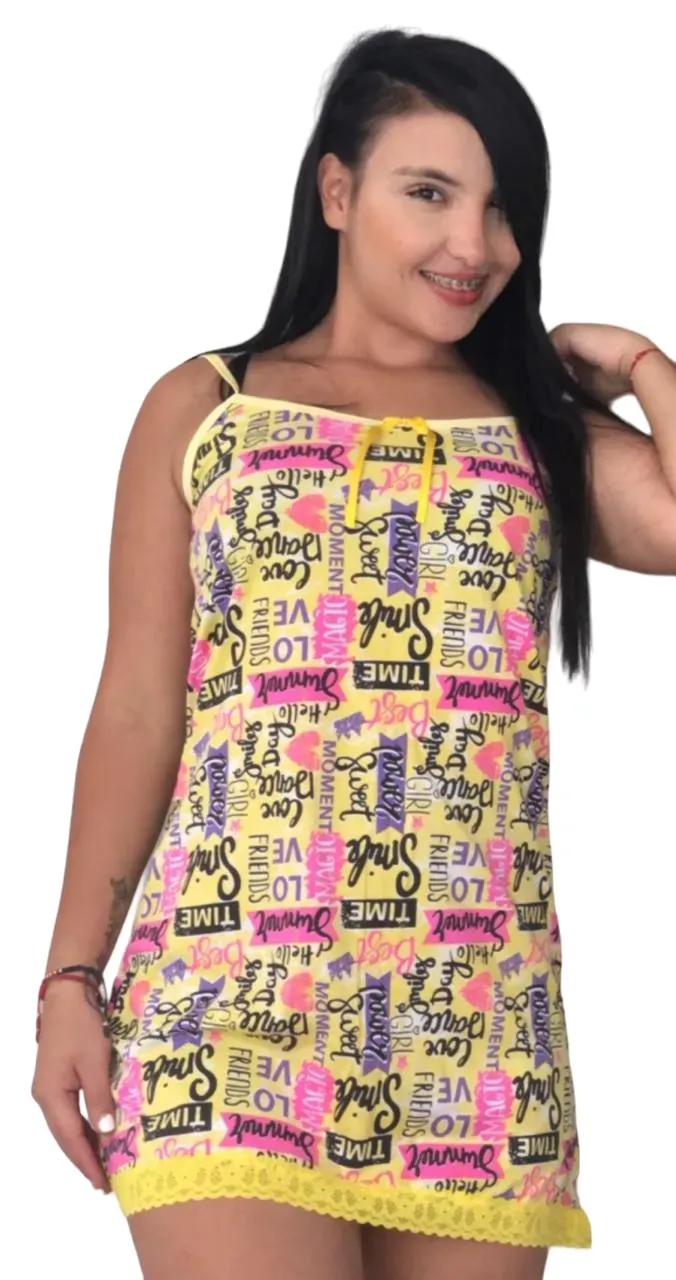 Pijama En Batola Para Dama Con Lindo Estampado De Letras Talla Única