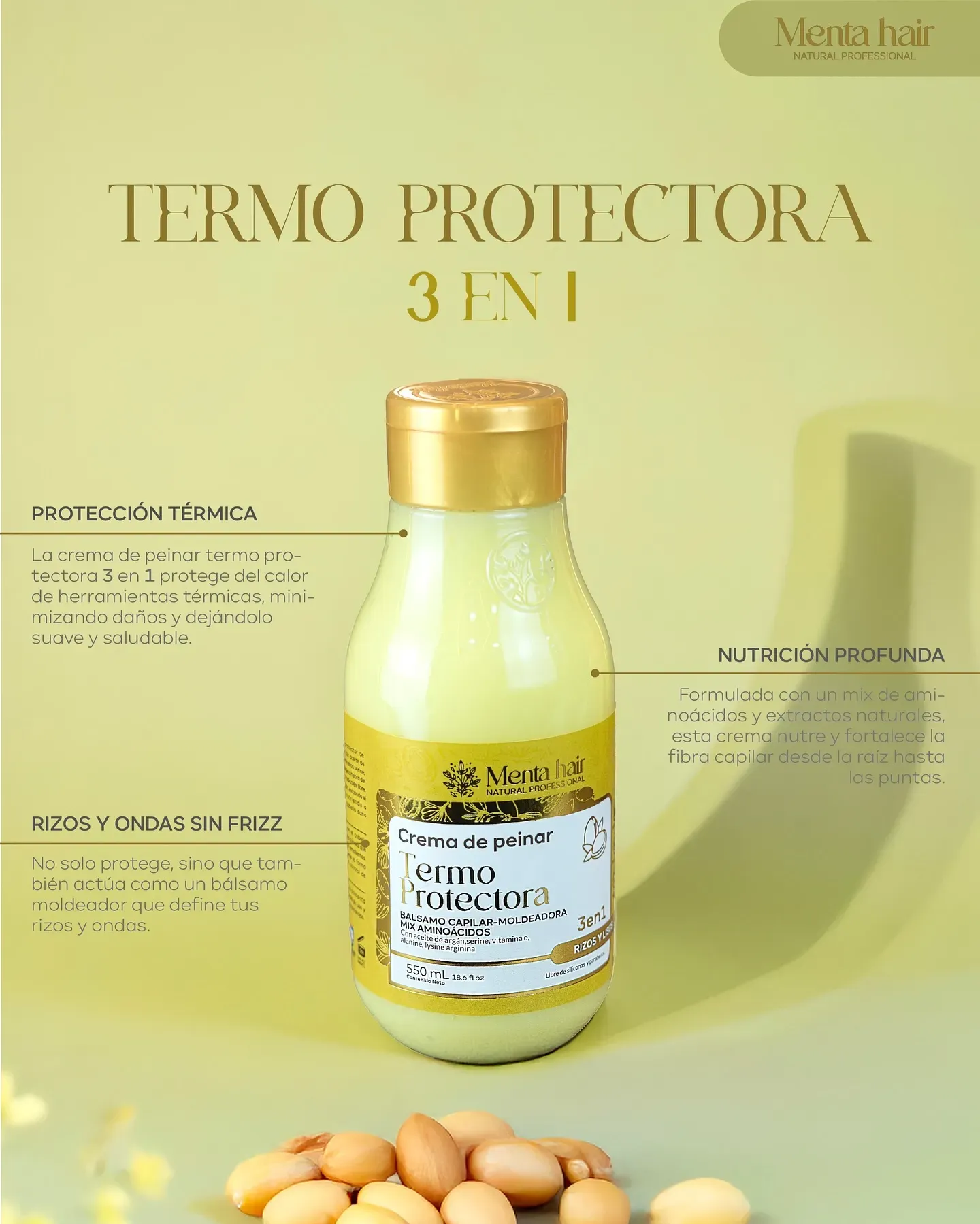 Menta Hair Crema de Peinar Termoprotectora 550 ml