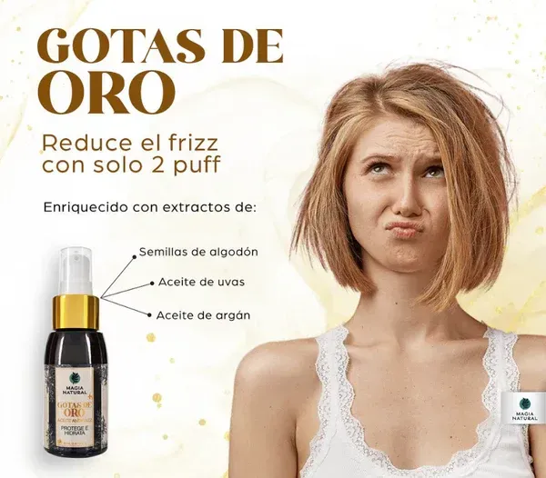 Aceite Antifrizz Gotas De Oro Magia Natural 60 ml