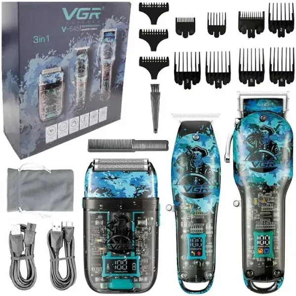 Combo 3 En 1 VGR Peluquera Patillera Shaver V-645