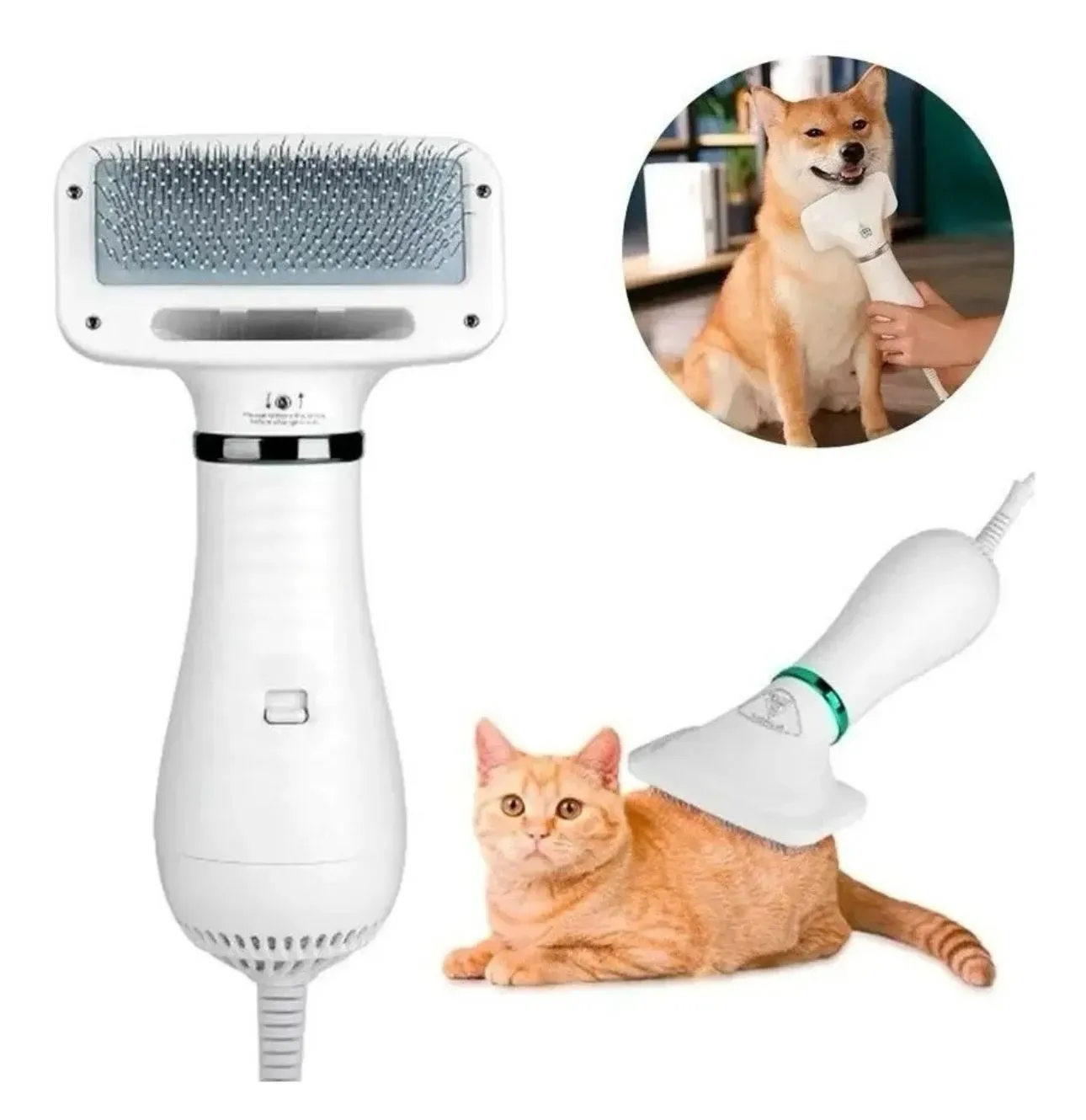 Cepillo Secador Para Mascotas 2 En 1 Pet Grooming Dryer Color Blanco